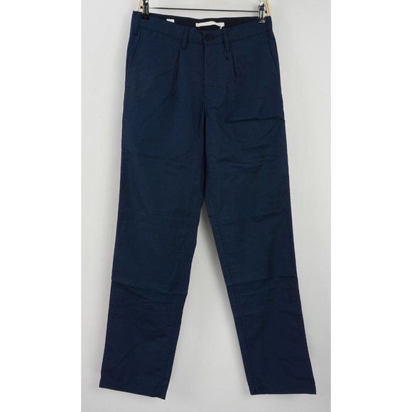 New Norse Projects Sten Cotton Panama Mens 29 x 30 Navy Blue Pleated Chino Pants